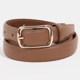 Brynn Metallic Rectangle Buckle Leather Belt - MTT Collective