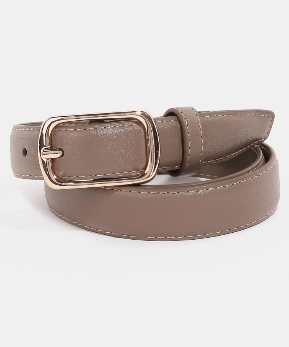 Brynn Metallic Rectangle Buckle Leather Belt - MTT Collective