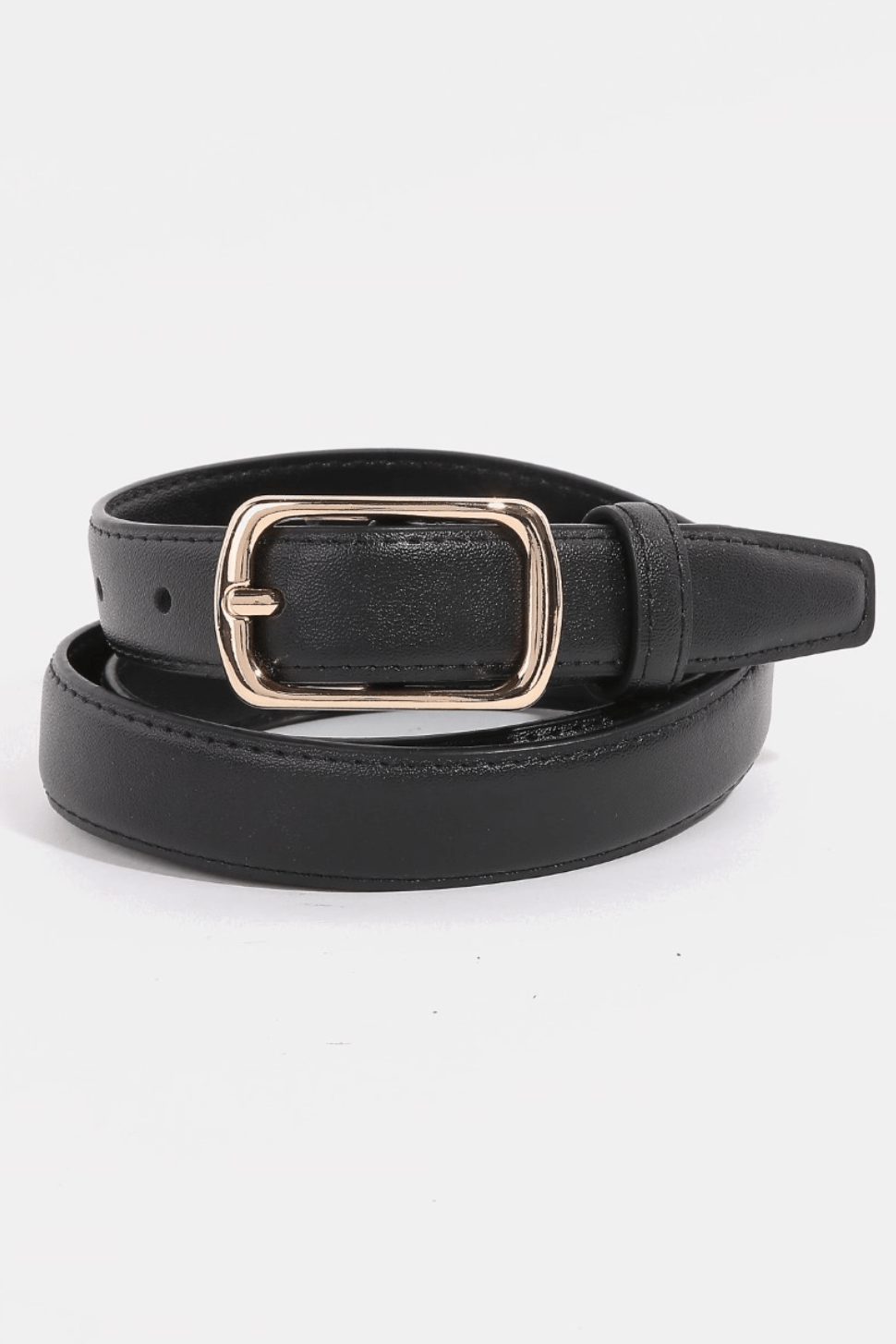 Brynn Metallic Rectangle Buckle Leather Belt - MTT Collective