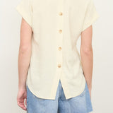 Golden Hour Split Neck Linen Top