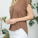 Golden Hour Split Neck Linen Top