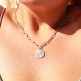 Lisa Gold Sunburst Medallion Paperclip Necklace