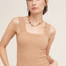 Julie Lace Textured Square Top in Milk Tea