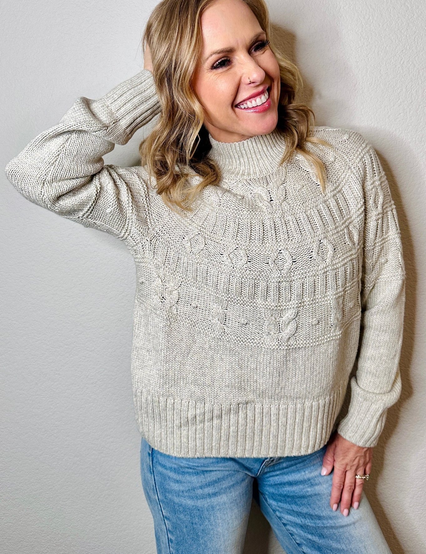 Cabin Fever Highline Pom Mock Neck Sweater - MTT Collective
