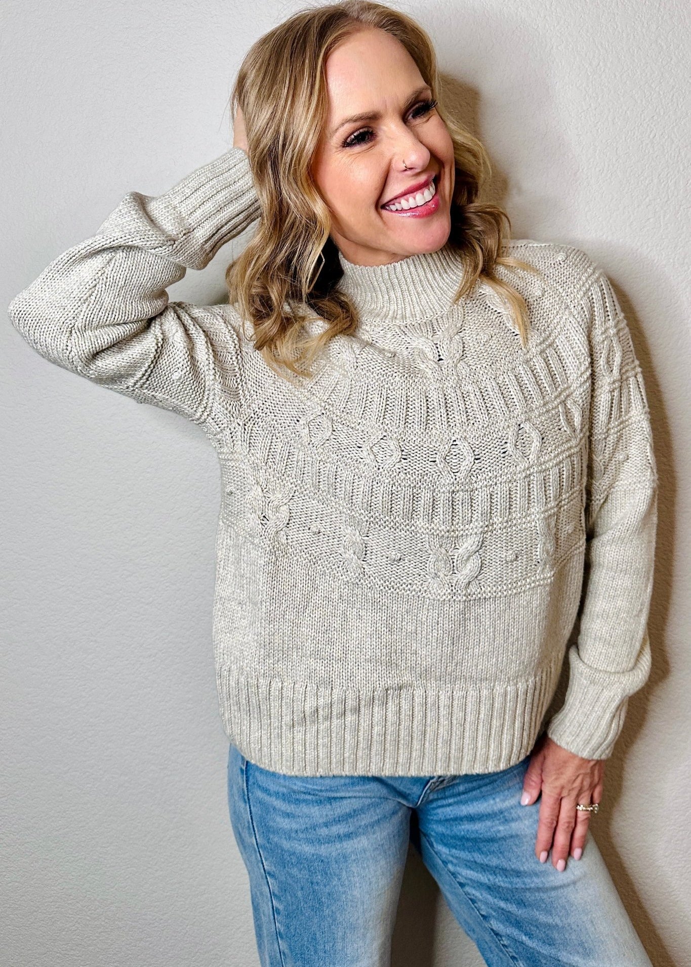 Cabin Fever Highline Pom Mock Neck Sweater - MTT Collective