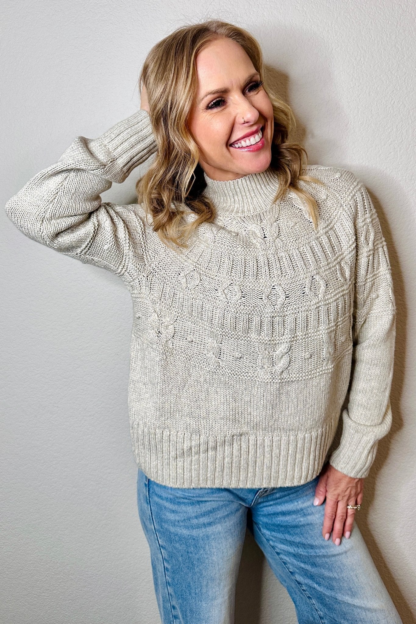 Cabin Fever Highline Pom Mock Neck Sweater - MTT Collective
