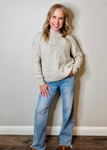 Cabin Fever Highline Pom Mock Neck Sweater - MTT Collective