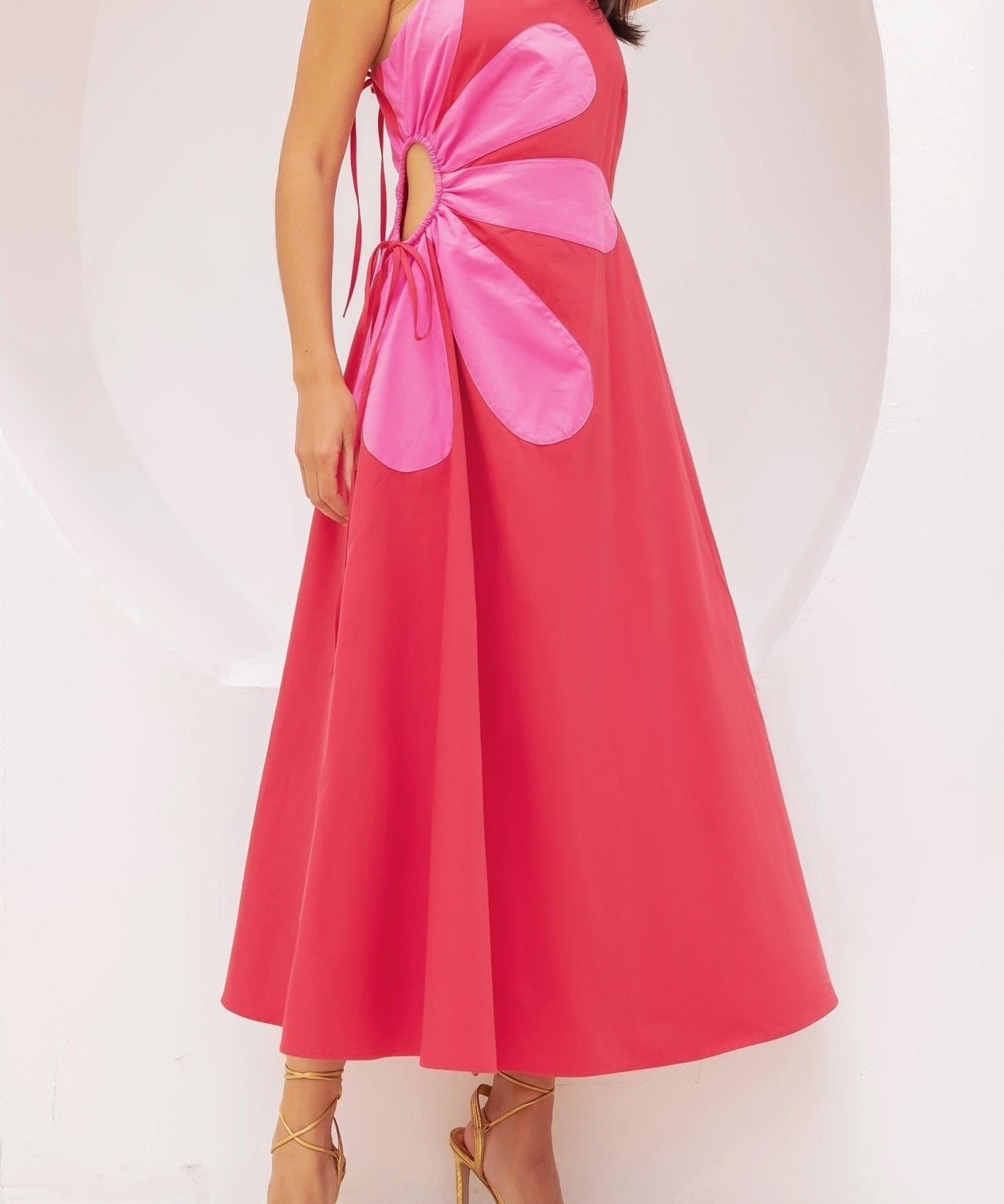 Callie Side Cut - Out Flower Midi Dress - MTT Collective