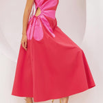 Callie Side Cut - Out Flower Midi Dress - MTT Collective