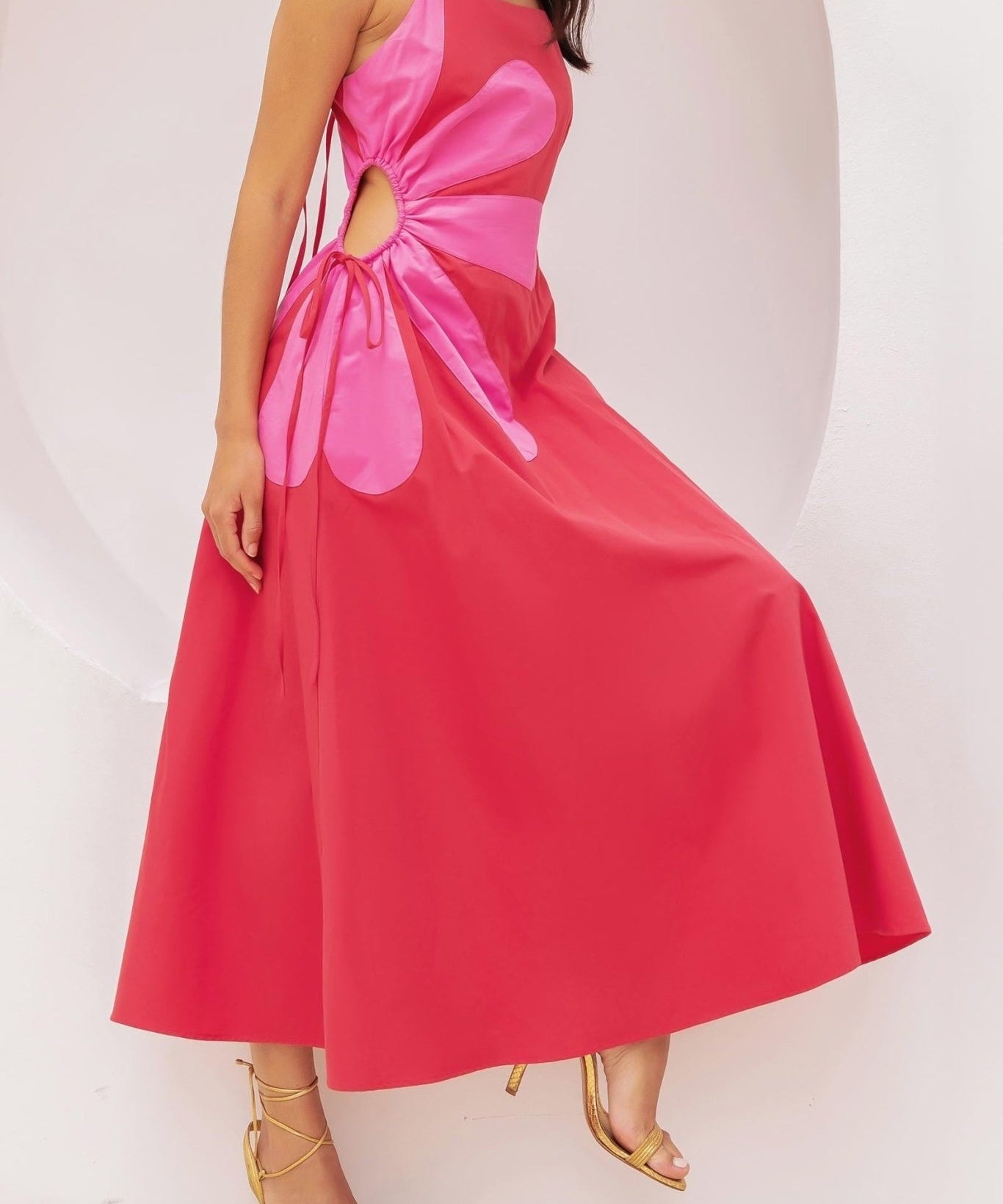 Callie Side Cut - Out Flower Midi Dress - MTT Collective