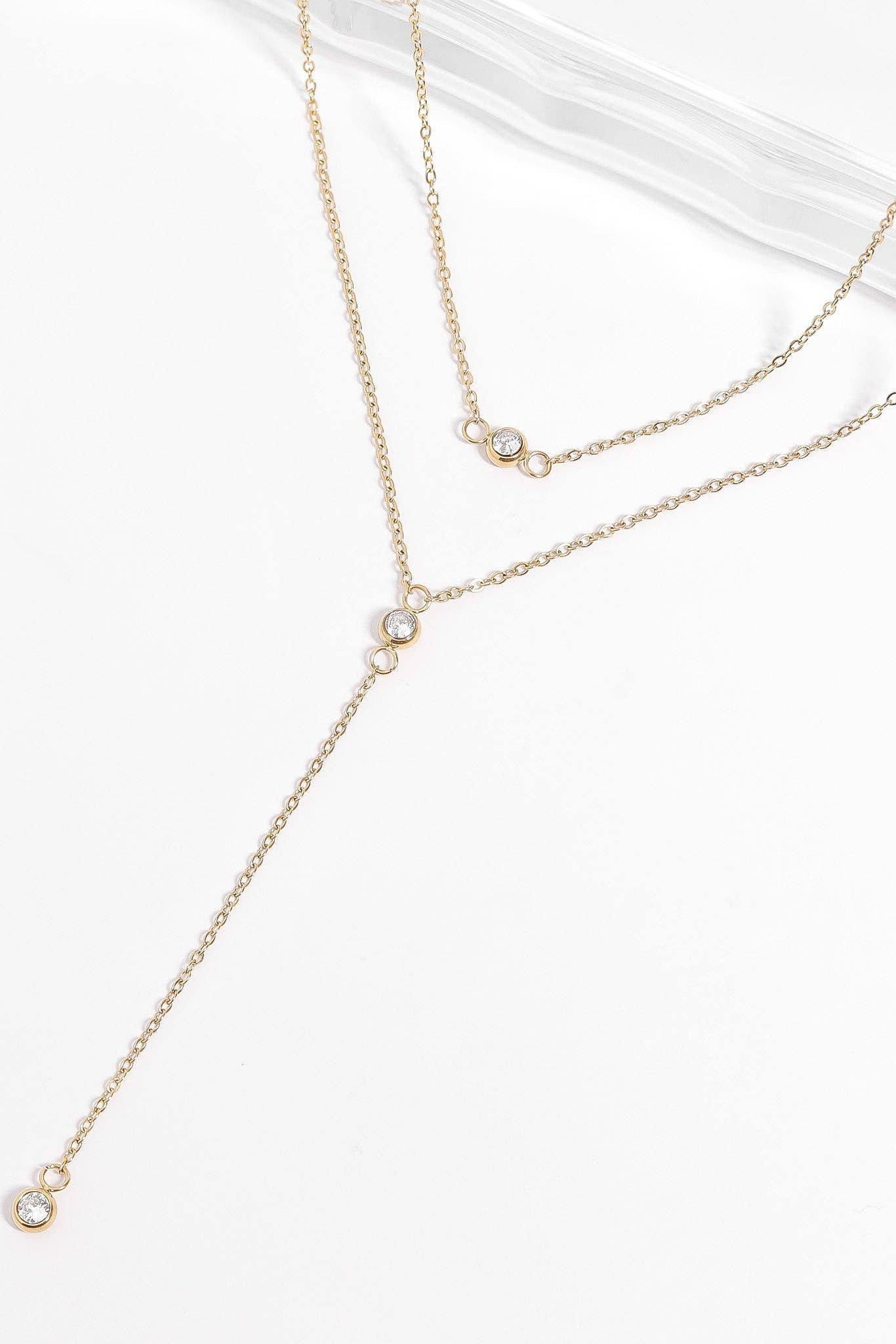 Calliope Layered Cubic Zirconia Lariat Necklace - MTT Collective