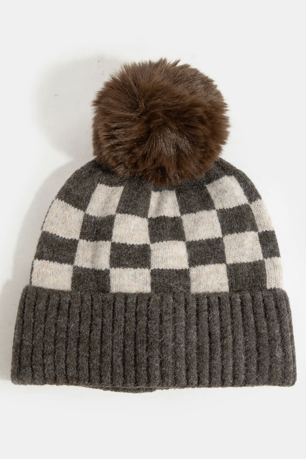 Camila Checkered Pom Beanie - MTT Collective