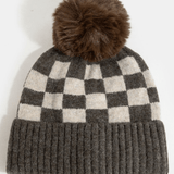 Camila Checkered Pom Beanie - MTT Collective