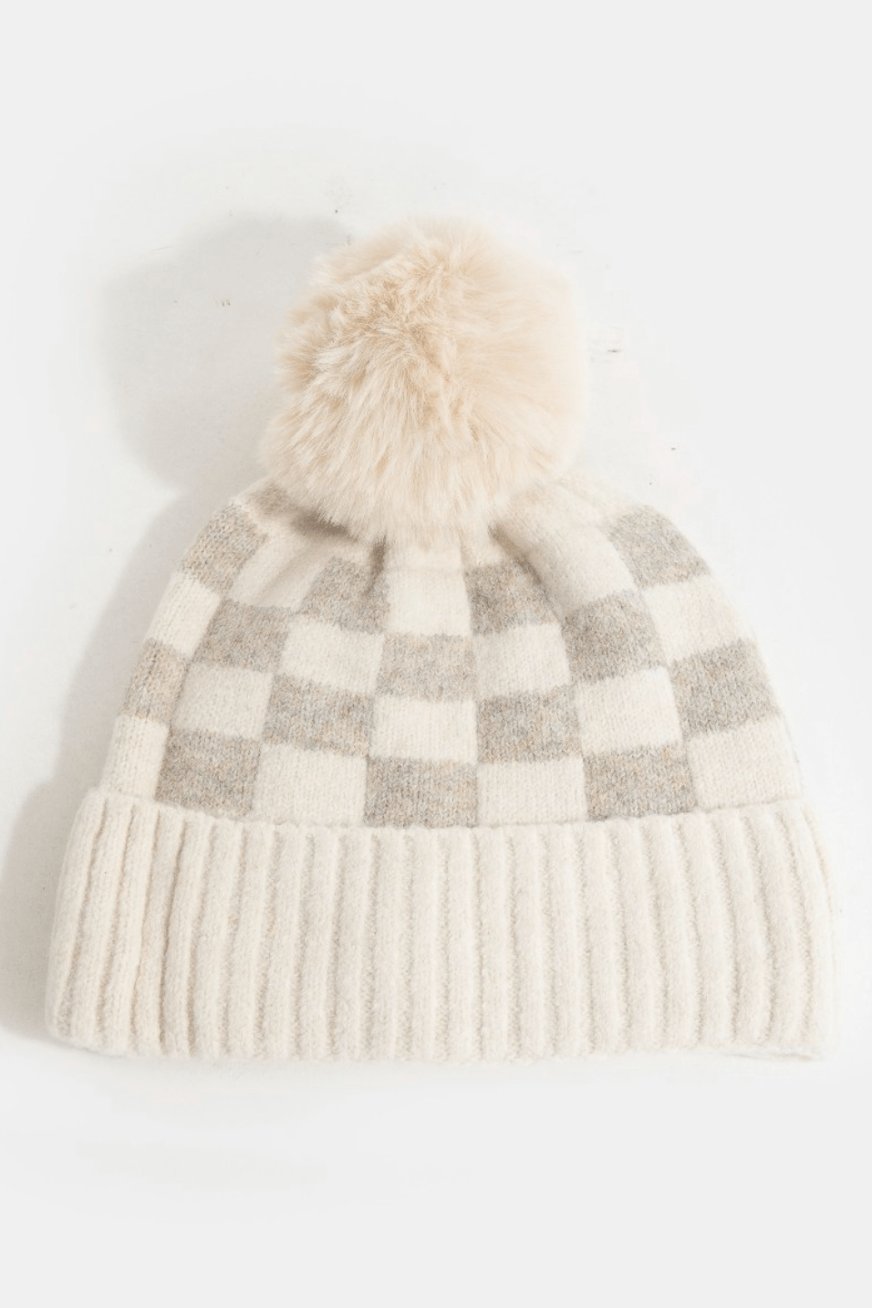 Camila Checkered Pom Beanie - MTT Collective