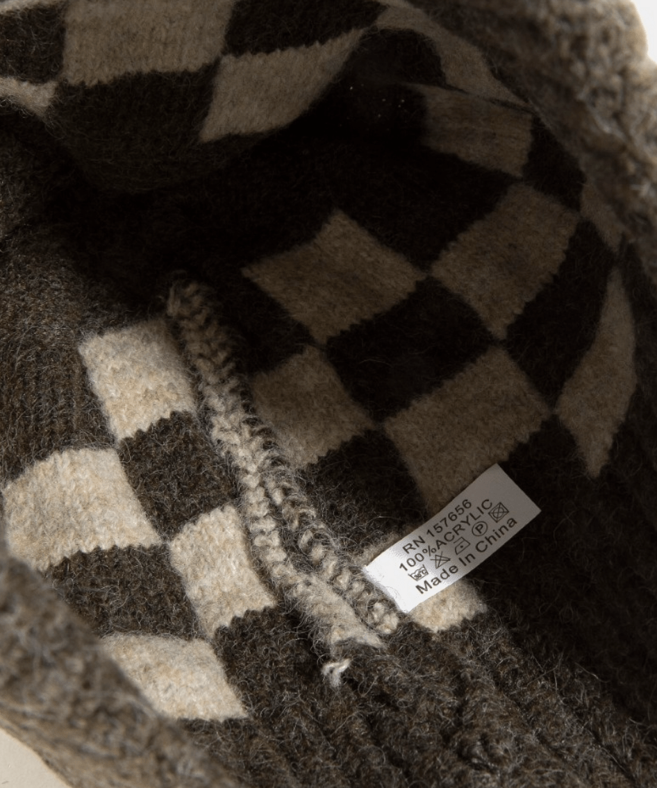 Camila Checkered Pom Beanie - MTT Collective
