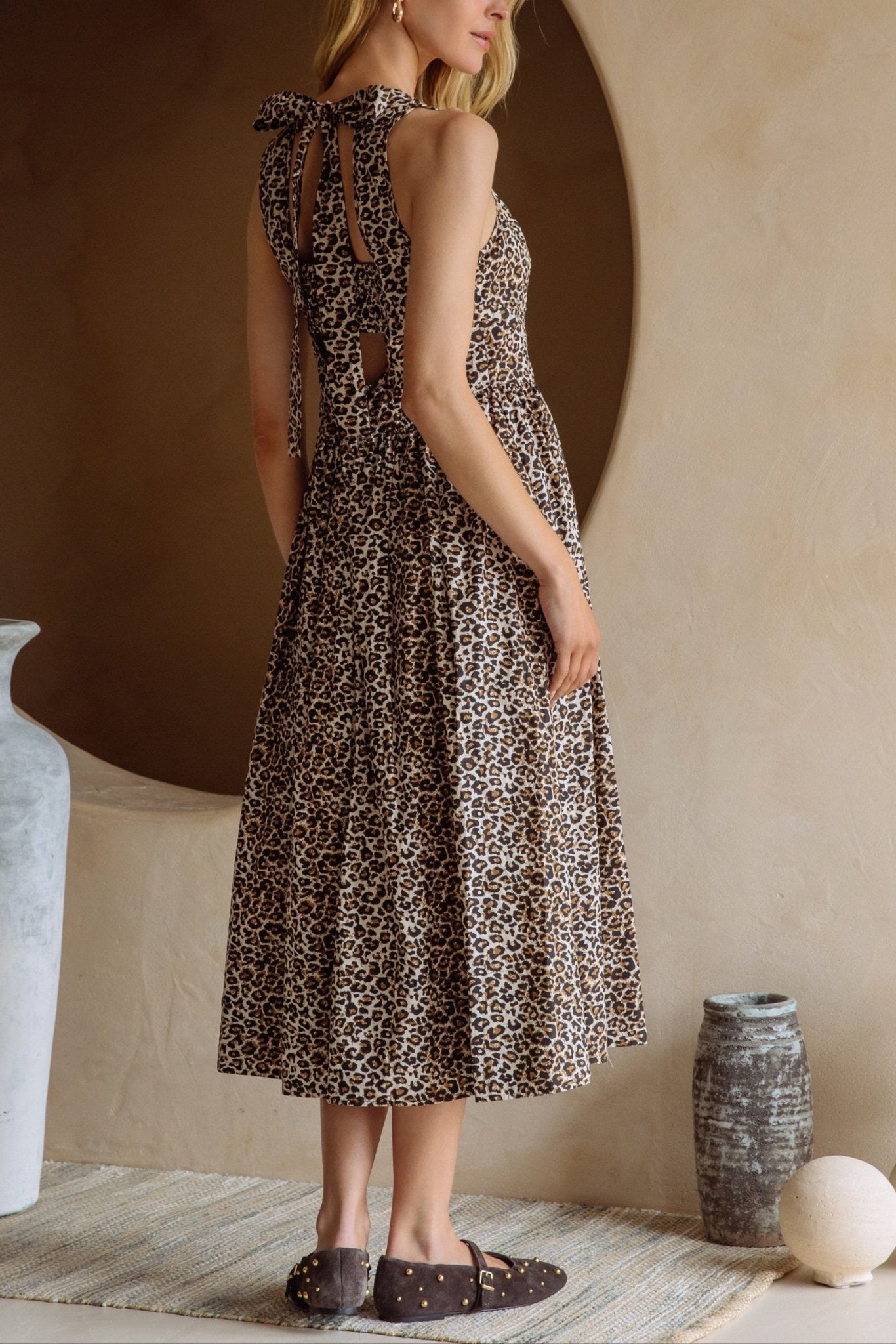 Camila Leopard Print Poplin Midi Dress - MTT Collective