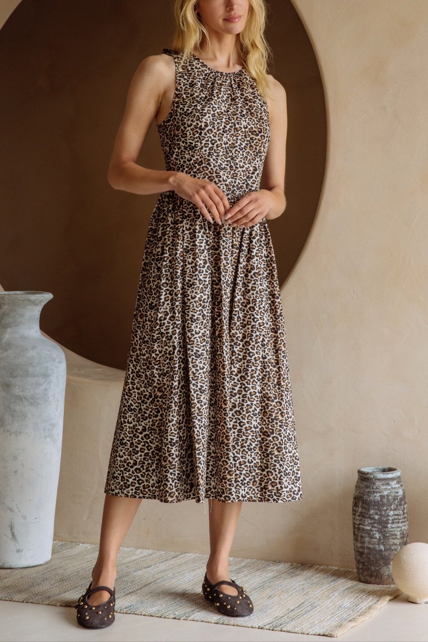 Camila Leopard Print Poplin Midi Dress - MTT Collective