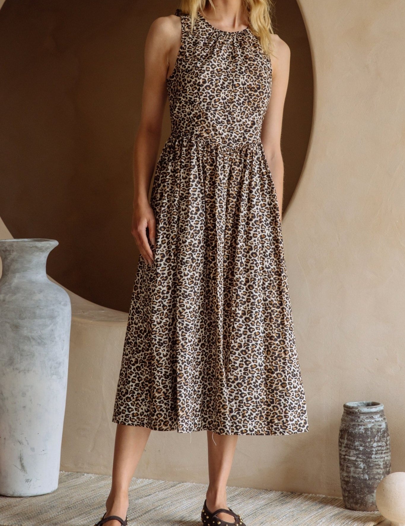 Camila Leopard Print Poplin Midi Dress - MTT Collective
