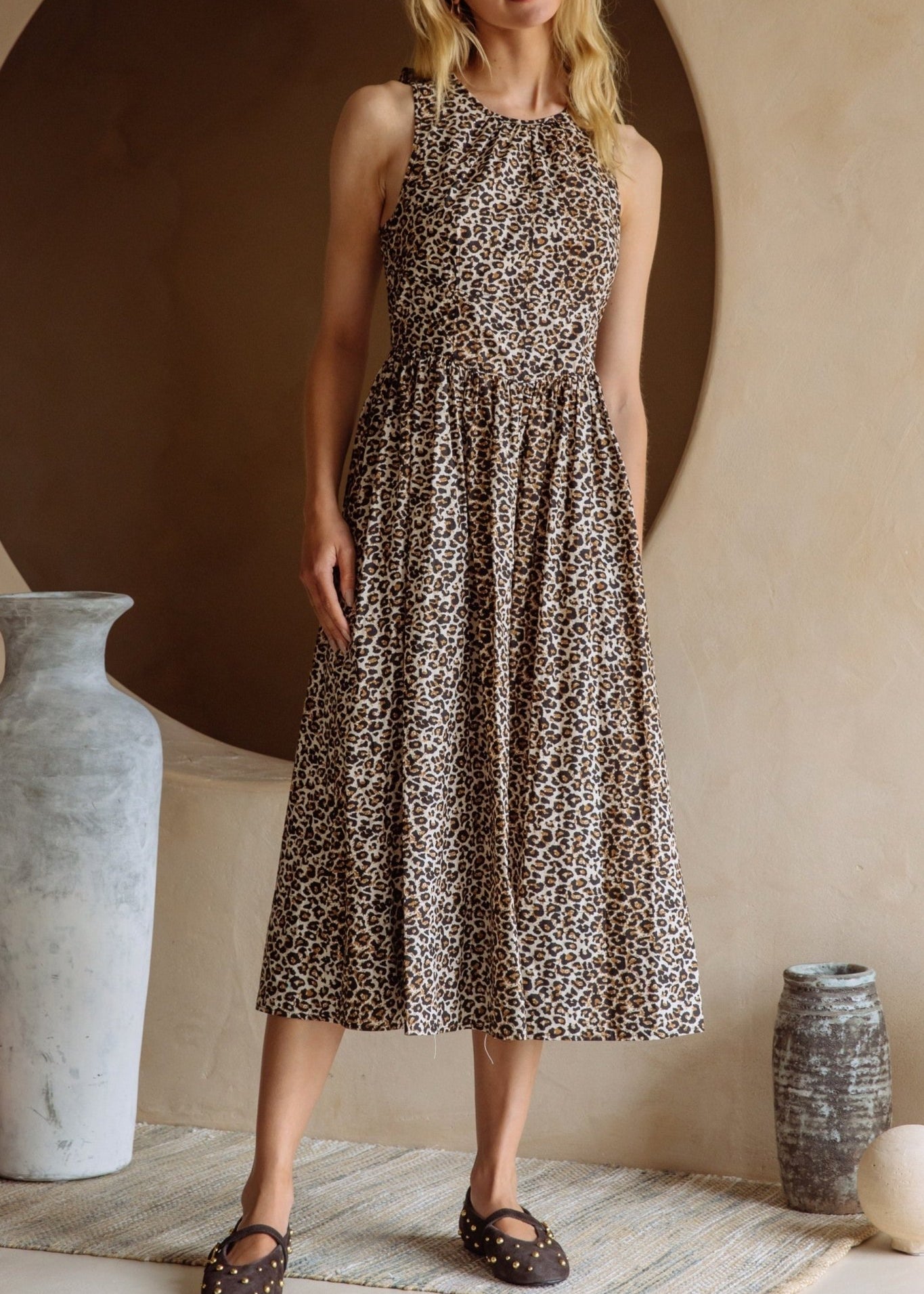 Camila Leopard Print Poplin Midi Dress - MTT Collective