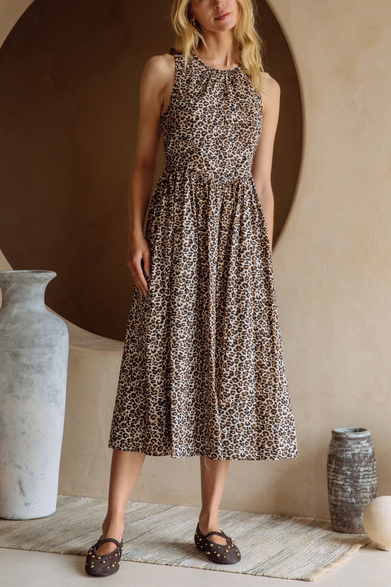 Camila Leopard Print Poplin Midi Dress - MTT Collective