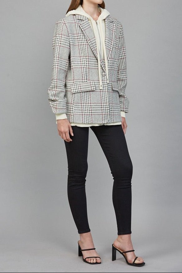 Camilla Attached Hoodie Detail Pattern Blazer - MTT Collective
