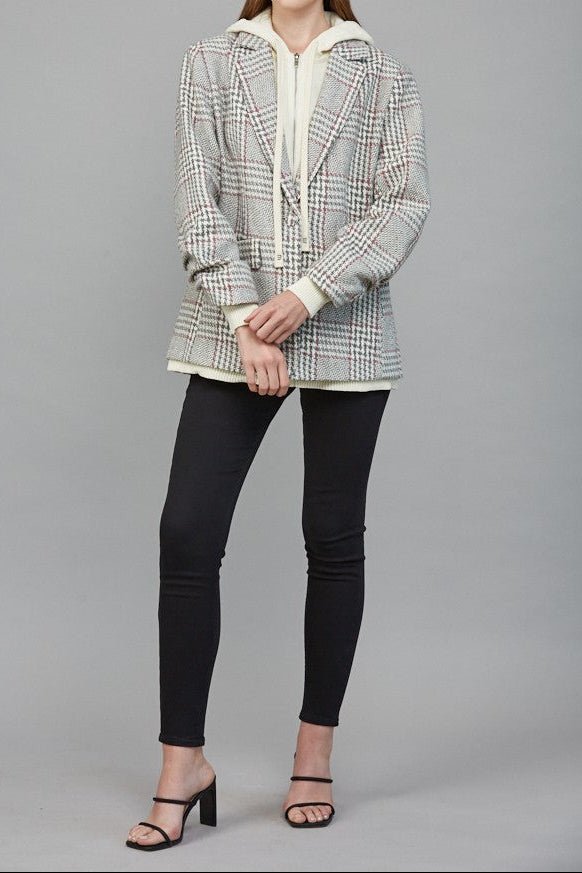 Camilla Attached Hoodie Detail Pattern Blazer - MTT Collective