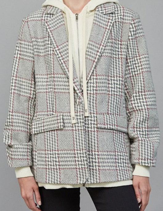 Camilla Attached Hoodie Detail Pattern Blazer - MTT Collective