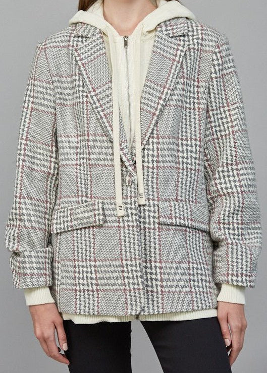 Camilla Attached Hoodie Detail Pattern Blazer - MTT Collective