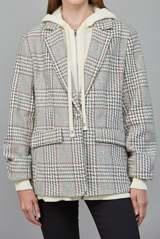 Camilla Attached Hoodie Detail Pattern Blazer - MTT Collective