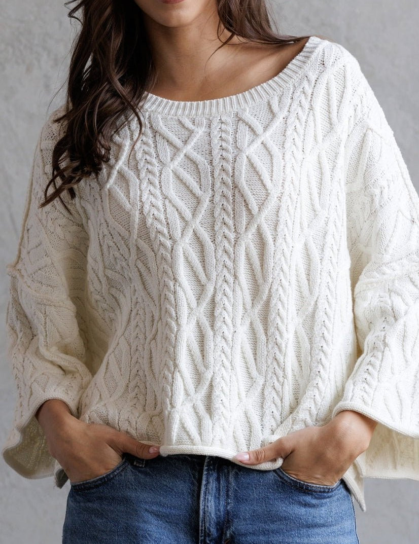 Camryn Cable Knit Cropped Sweater - MTT Collective