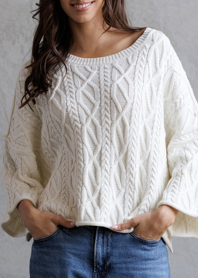 Camryn Cable Knit Cropped Sweater - MTT Collective
