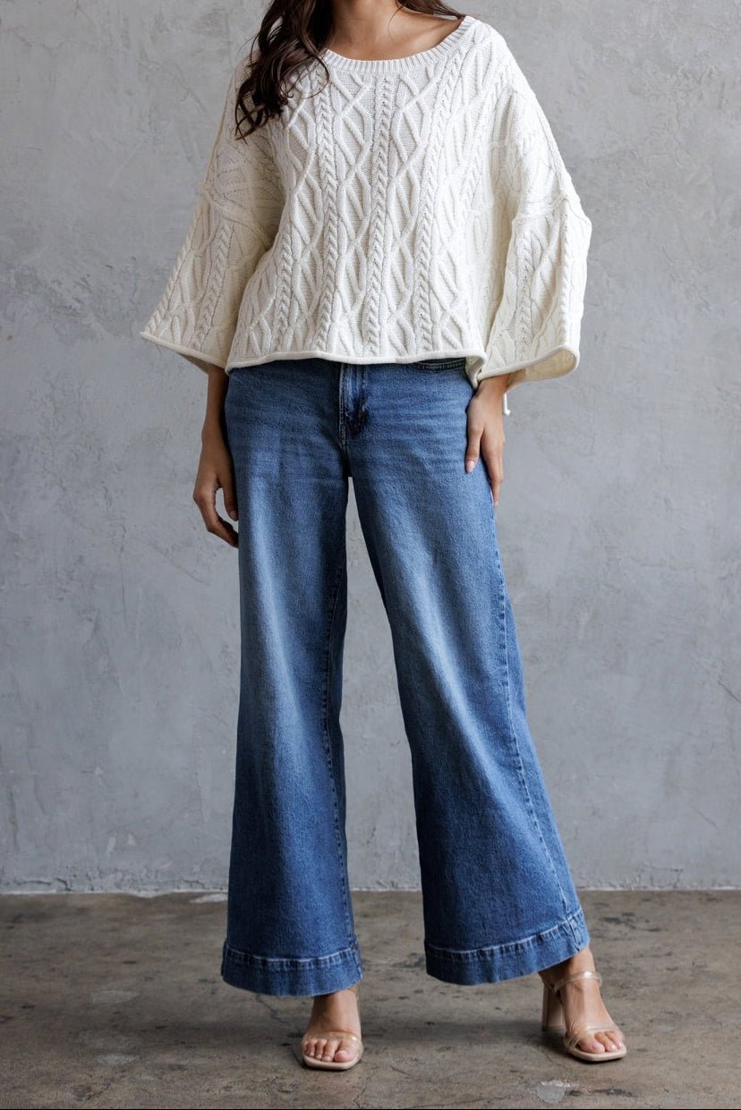 Camryn Cable Knit Cropped Sweater - MTT Collective