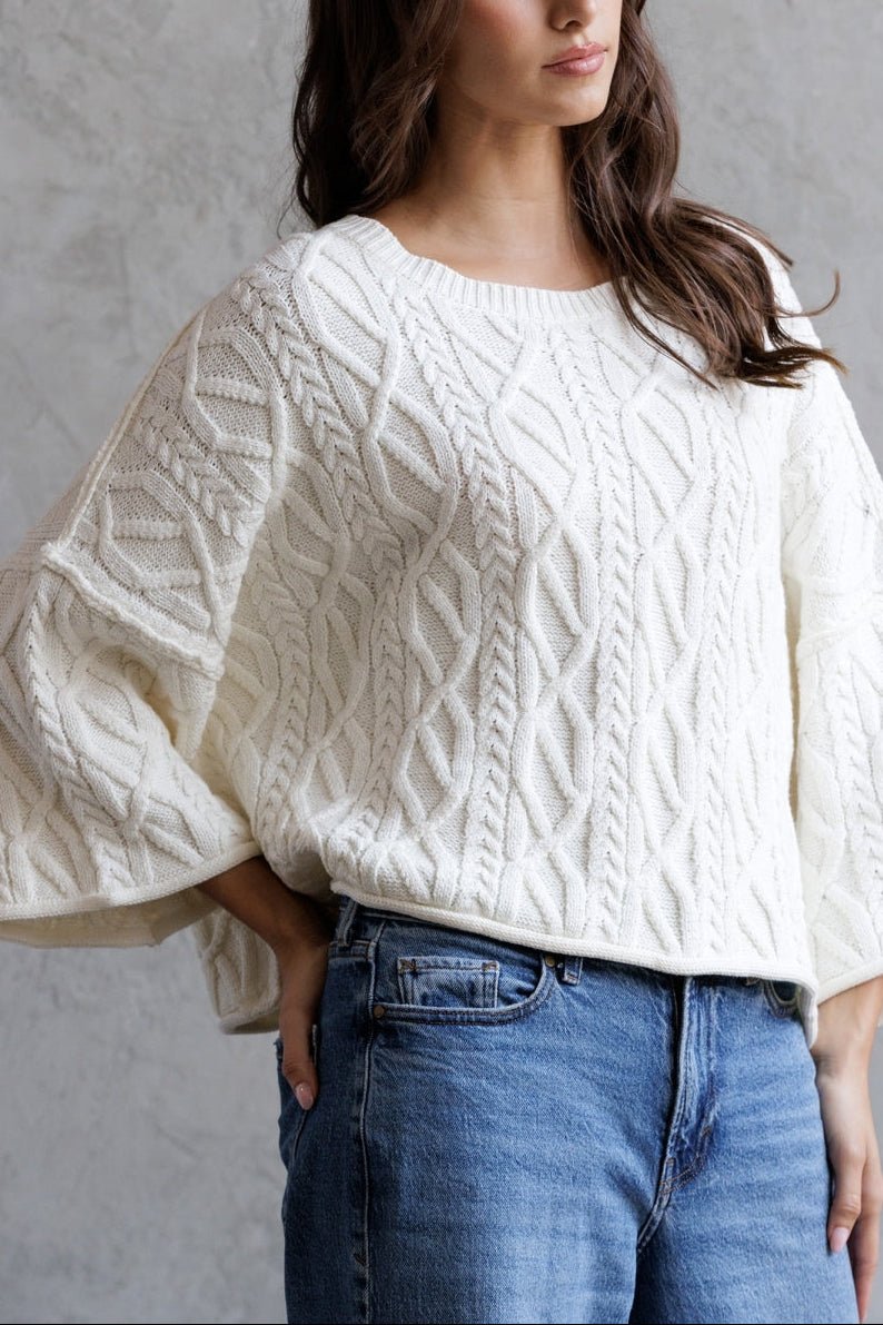 Camryn Cable Knit Cropped Sweater - MTT Collective