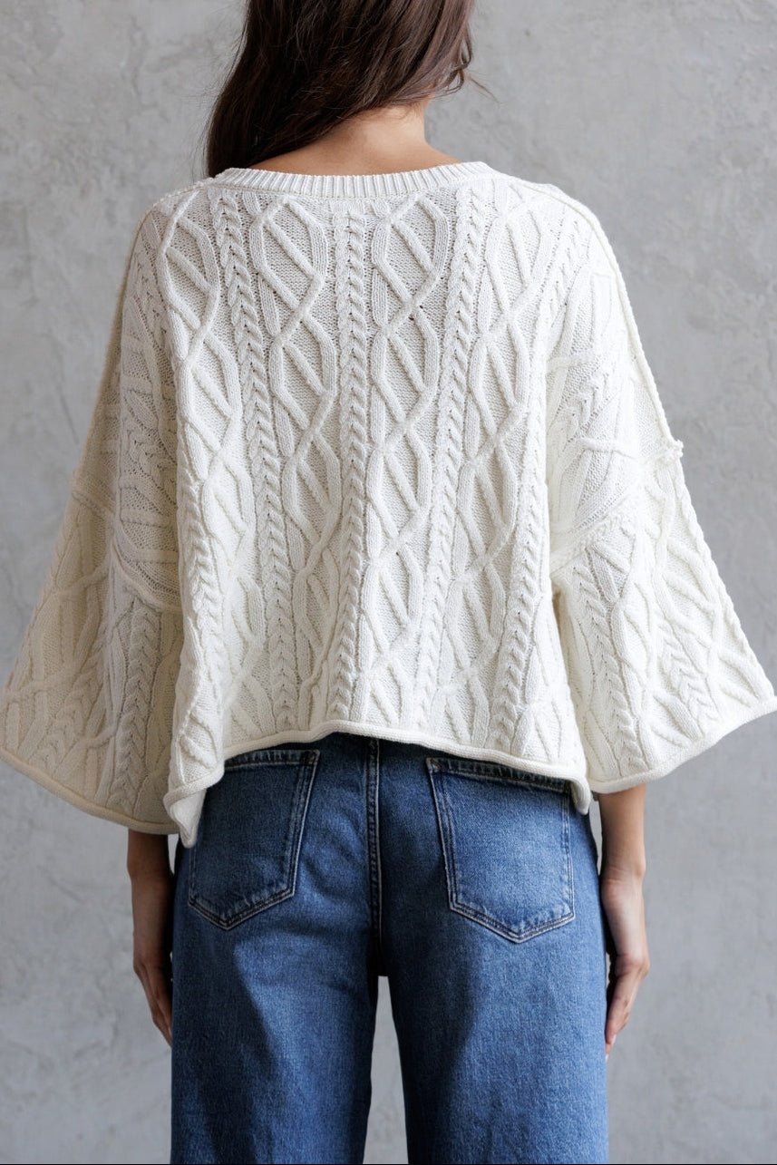 Camryn Cable Knit Cropped Sweater - MTT Collective