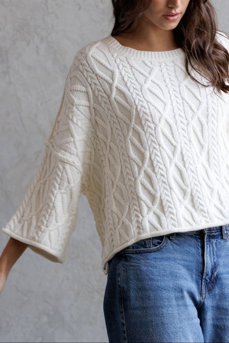 Camryn Cable Knit Cropped Sweater - MTT Collective