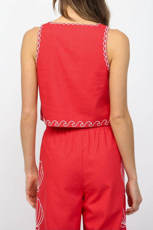 Carmen Seashell Embroidered Cropped Top - MTT Collective