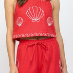 Carmen Seashell Embroidered Cropped Top - MTT Collective