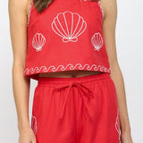 Carmen Seashell Embroidered Cropped Top - MTT Collective