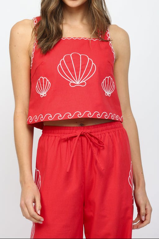 Carmen Seashell Embroidered Cropped Top - MTT Collective