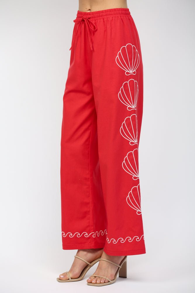 Carmen Seashell Embroidered Drawstring Pants - MTT Collective