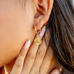 Caroline Sunburst Heart Charm Hoop Earrings - MTT Collective