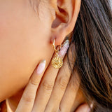 Caroline Sunburst Heart Charm Hoop Earrings - MTT Collective