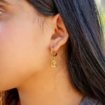 Caroline Sunburst Heart Charm Hoop Earrings - MTT Collective