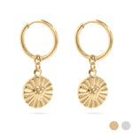 Caroline Sunburst Heart Charm Hoop Earrings - MTT Collective