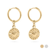Caroline Sunburst Heart Charm Hoop Earrings - MTT Collective