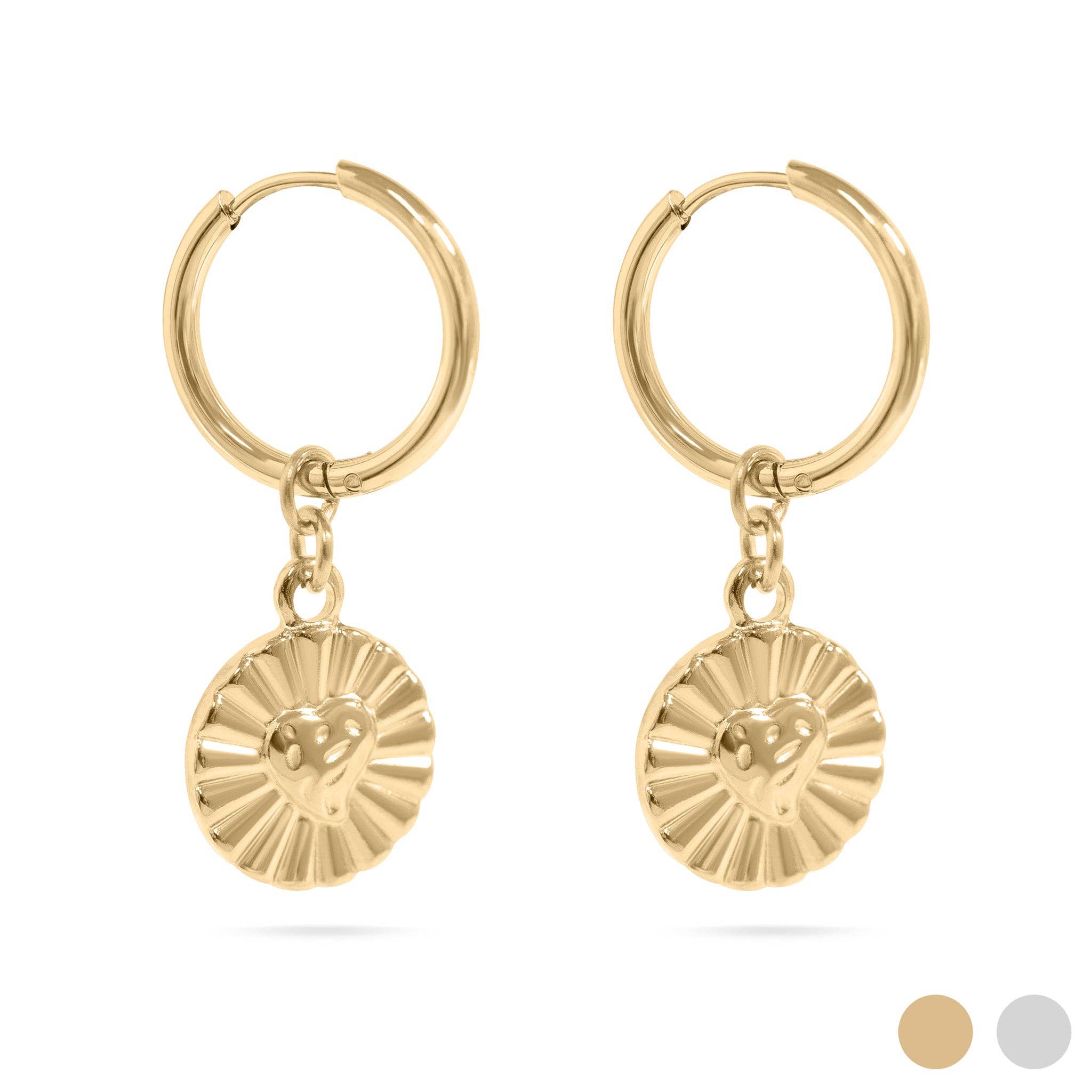 Caroline Sunburst Heart Charm Hoop Earrings - MTT Collective