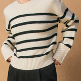 Carrie Striped Button Detail Sweater - MTT Collective