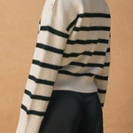 Carrie Striped Button Detail Sweater - MTT Collective