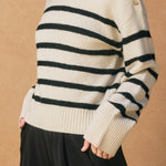 Carrie Striped Button Detail Sweater - MTT Collective