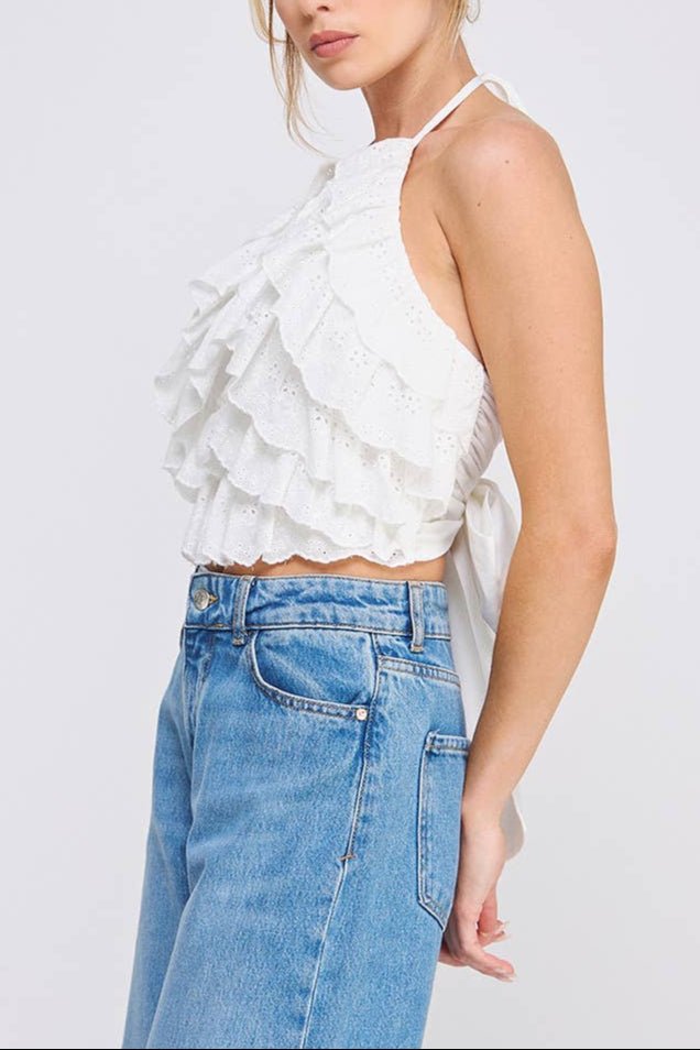 Cascading Mini Ruffles Tie Halter - MTT Collective